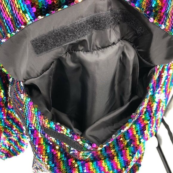 ASOS Rainbow Stripe Sequin Pullover with Pouch - Picture 7 of 14